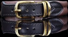 Dog's Companion Leren halsband - 57-62 cm x 30 mm - Messing - Bruin
