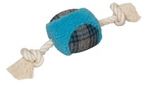 Speeltouw met pluche bal blauw 3 st