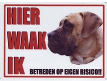 Aluminum waakbord: Hier waak ik Boerboel