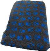 Vetbed Dierenmat Hondedeken Antraciet met Blauwe Voetprint Latex Anti Slip 100*75cm