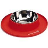 hondenvoerbak siliconen met rvs bakken rood 24 cm