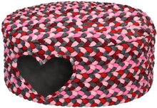 Kleine mand voor hond of kat luxe stof roze-grijs 48x42x22cm