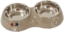Lief! Unisex Voerbak Dubbel - 27 x 14 x 5 cm - Beige voor katten en honden