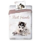 Best Friends dekbedovertrek hondje en poesje - eenpersoonsmaat - 100% katoen