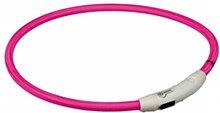 Trixie halsband voor hond flash light lichtgevend usb oplaadbaar roze 7 mmx65 cm