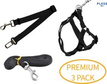 Hondentuigje + Gratis Hondengordel - Honden Puppy Katten Riem Harnas Tuigje Leiband Looplijn Gordel Tuig - Makkelijk Lopen Easy Gentle Walker Set - Zwart