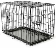 Bench maat M 75 x 46 x 51 cm, transportkooi, hondenbox draadkooi, hondenkooi, autotransportbox, zwart, met 2 deuren, opvouwbaar