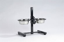Hondenstandaard 2 rvs bakken zwart _16 cm
