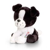 Zittende pluche honden Border Collie knuffel 14cm