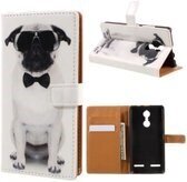 Lenovo K6 Lederen Portemonnee Hoesje Hond