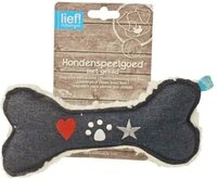 Lief! Hondenspeelgoed Canvas Bot Met Piep Uni Denim - 22 CM