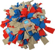 Lief! Snuffelmat Fleece - Taupe/Blauw/Rood - 20 x 20 cm