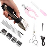 ThatLyfeStyle Professionele Hondentrimmer Set Met Accu Goud - Hondentondeuse - Dierentondeuse - Dog Clipper - Scheerapparaat Hond, Kat - Draadloos - 4 Opzet Kammen + Nederlandstalige Handleiding