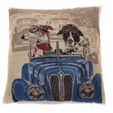 In The Mood Napoleon Hond in auto - Sierkussen - Blauw - 45x45 cm