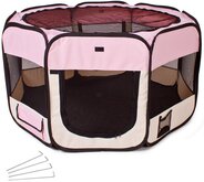 Tectake Opvouwbare Puppyren - Roze incl. draagtas - 125 x 125 x 64 cm