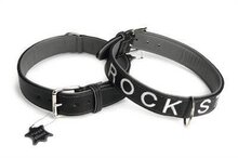 Leren halsband voor hond rockstar zwart _45x80 cm