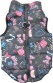 Body warmer voor honden - Honden bodywarmer - Maat XS - Donkergrijs met print