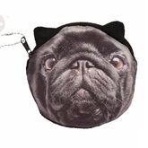 Dierenprint portemonnee zwarte mopshond 10 x 11 cm