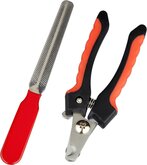 scarlet pet | Klauwonderhoudsset "Petty" van klauwschaar met bescherming en nagelvijl; gemaakt van roestvrij staal; voor huisdieren zoals katten, honden, konijnen en konijnen.  12 cm