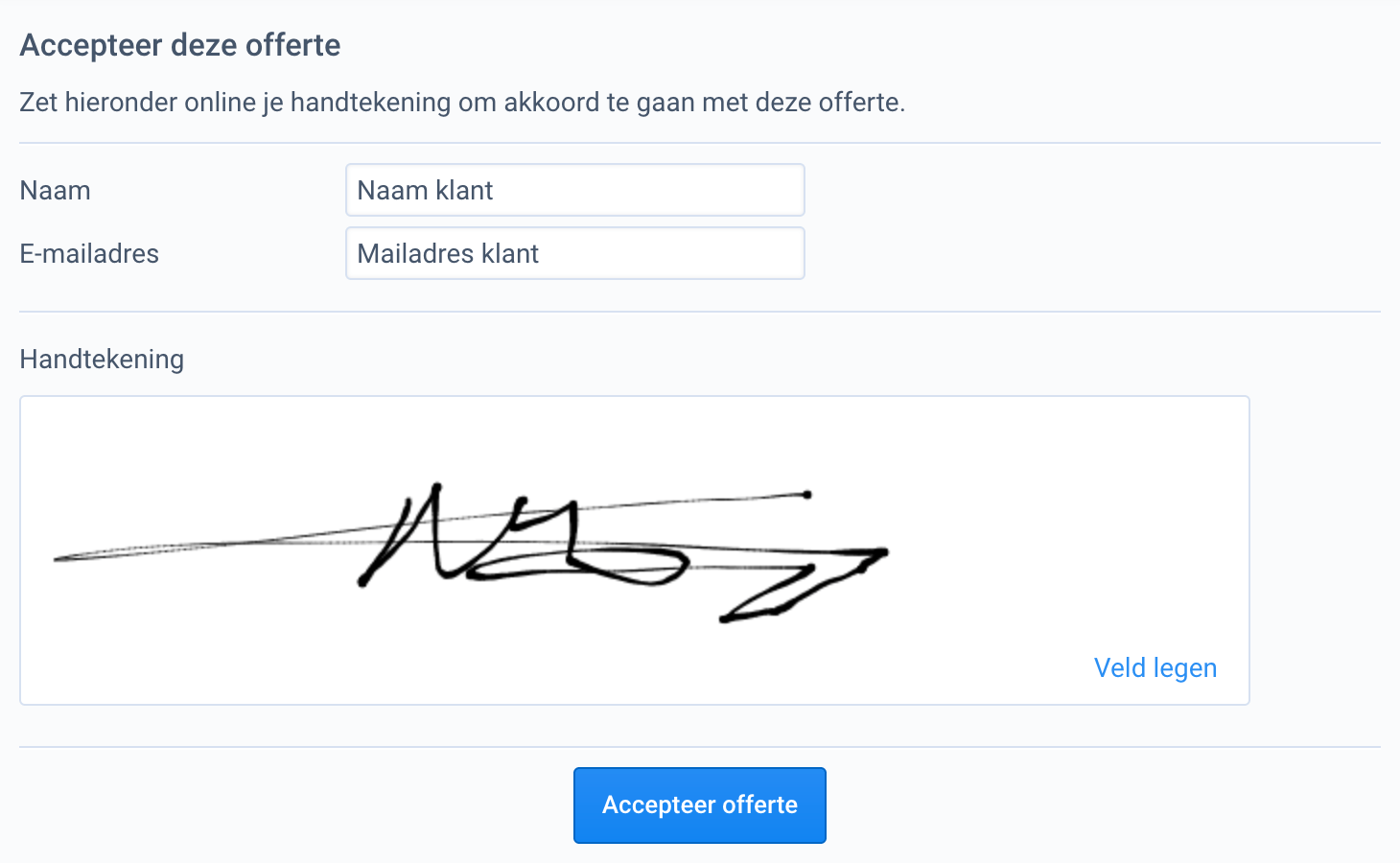 Let your customer accept a quote online